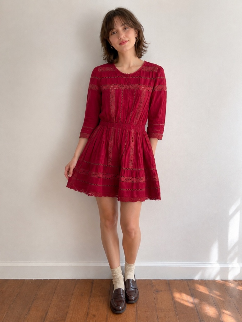 Tularosa Dusty Rose Cotton Lace Mini Dress Size S